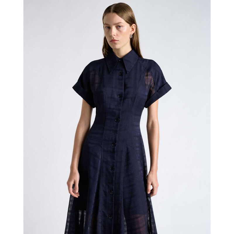 Cue Sheer Check Midi Shirt Dress image number 3